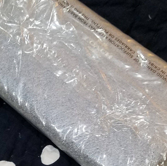 Coach Metallic Navy Blue Leather With Silver Hardware Accordion Zip Wallet NWT - Picture 4 of 14